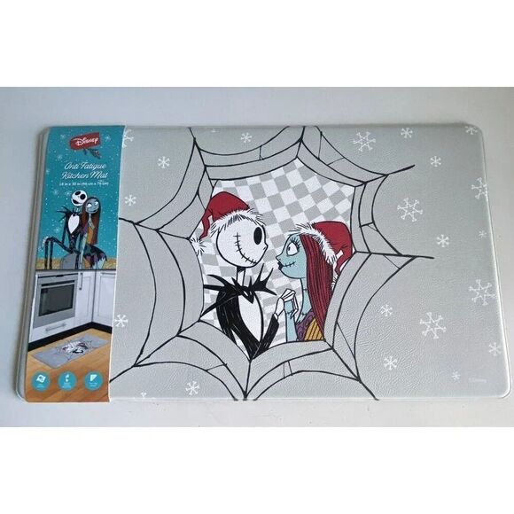 NIGHTMARE BEFORE CHRISTMAS Jack And Sally Santa Anti Fatigue Kitchen Mat 18x30” - Picture 1 of 13